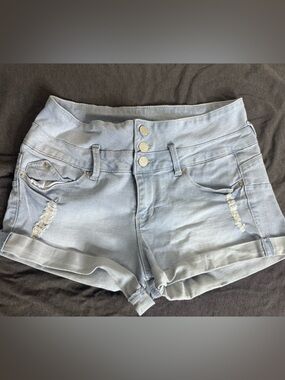 Light Wash Denim High-Waist Shorts